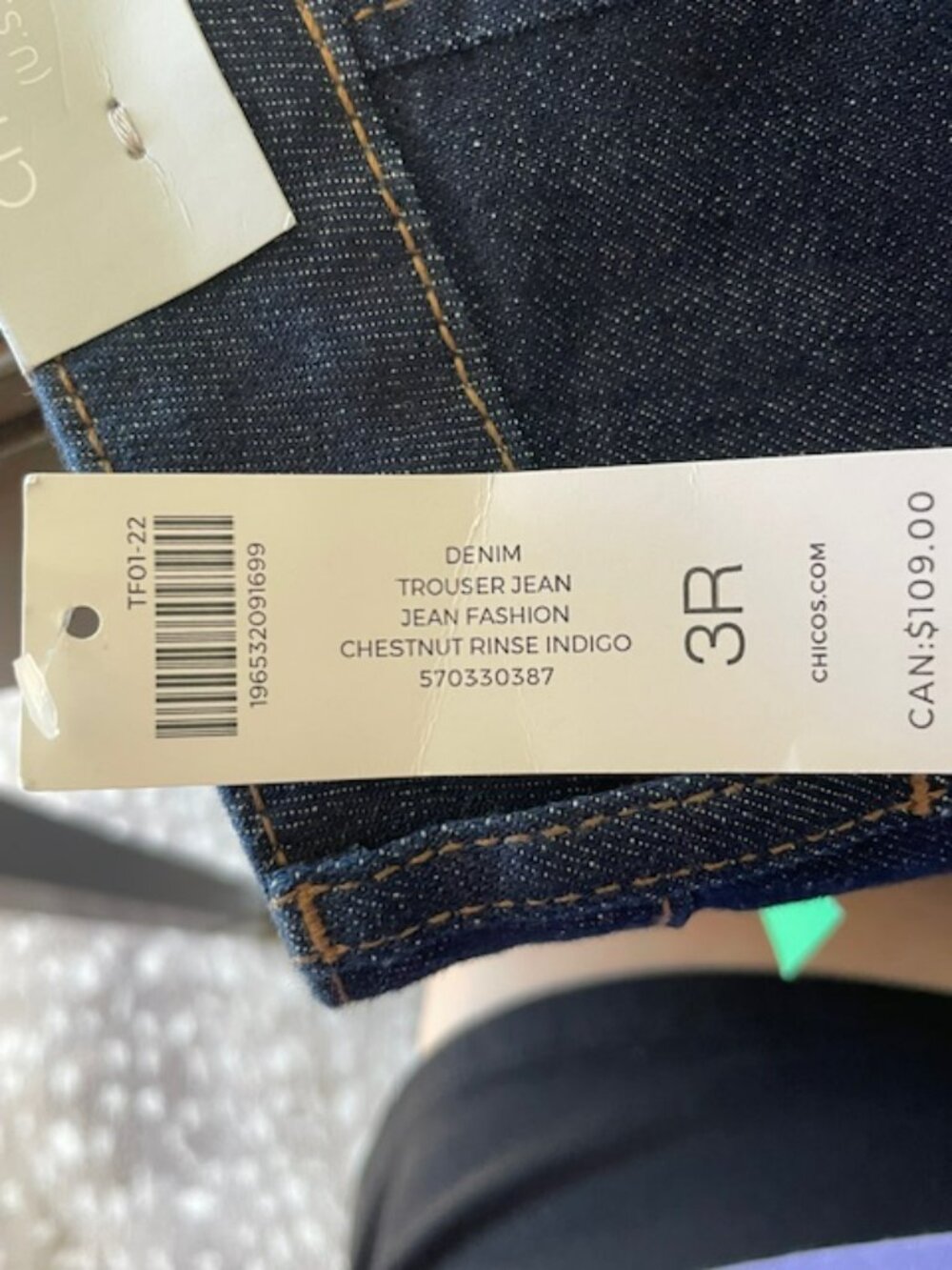 Chico’s Trouser Jean Womens 16 High Rise Chestnut Rinse Indigo Dark Wash NWT - Picture 6 of 9